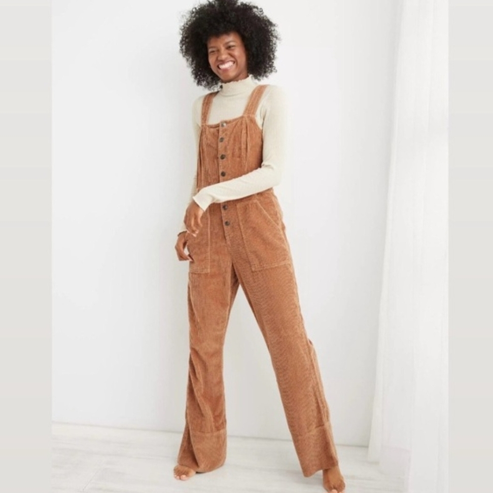 Aerie Chic Tan Corduroy Overalls
